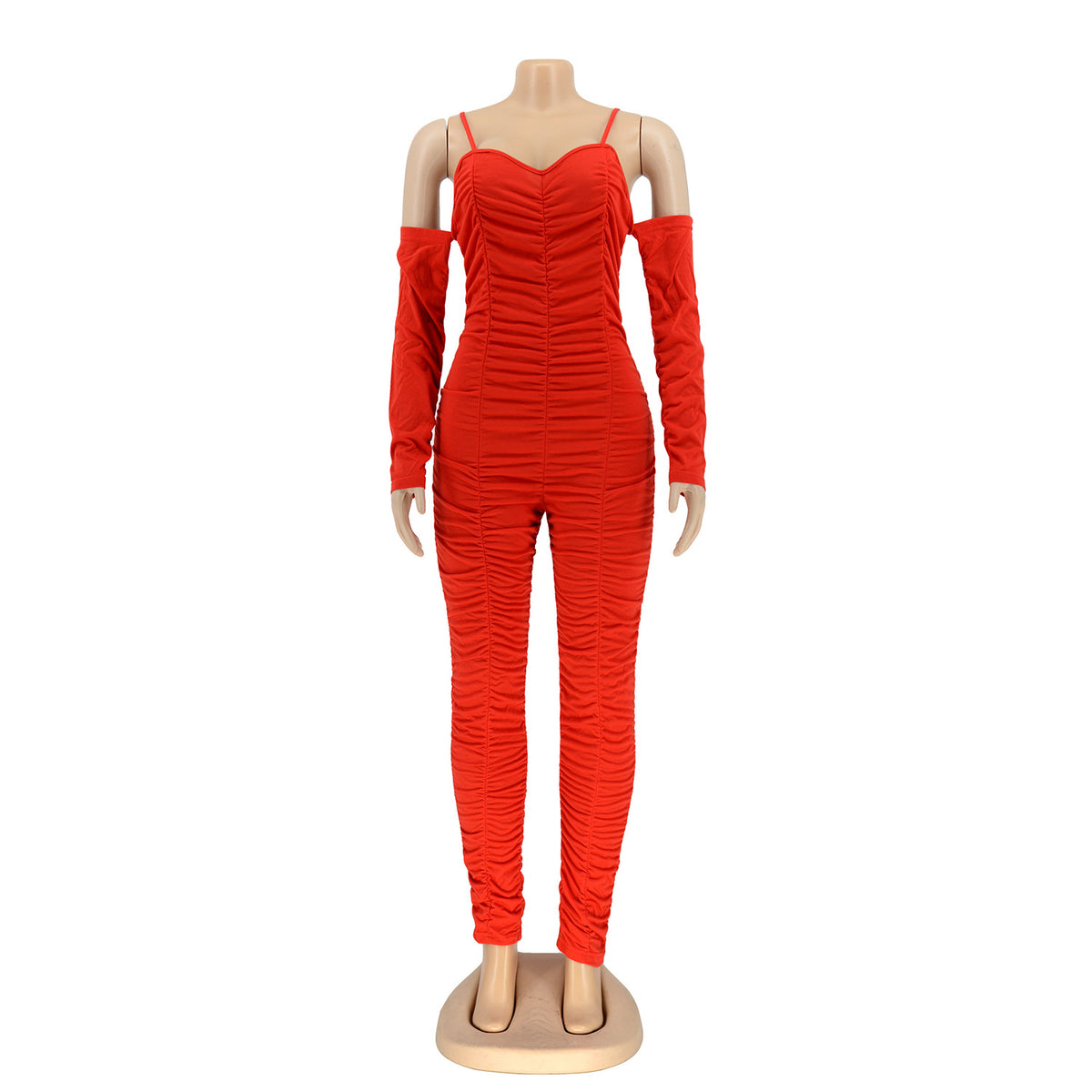 Tight Long Sleeve Spaghetti-strap Women's Jumpsuit