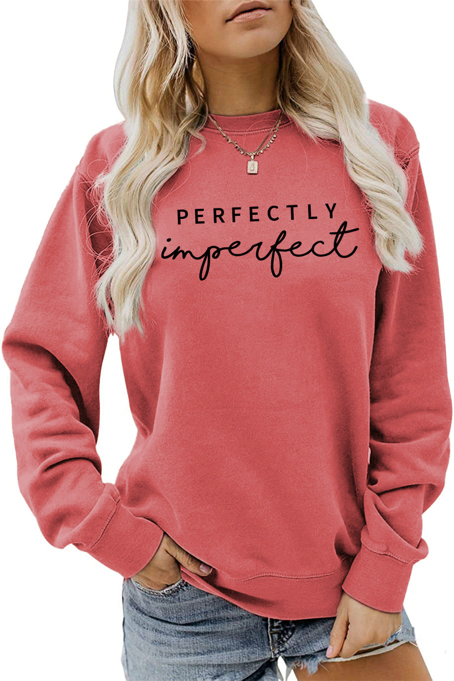 PERFECTLY Imperfect Women's Round Neck Long Sleeve Sweater