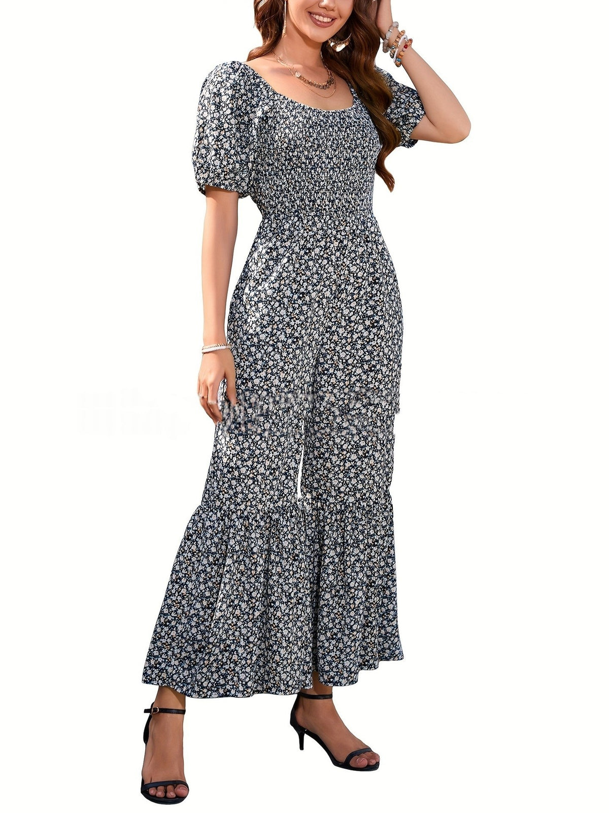Chic Square Neck Belted Wide Leg Jumpsuit