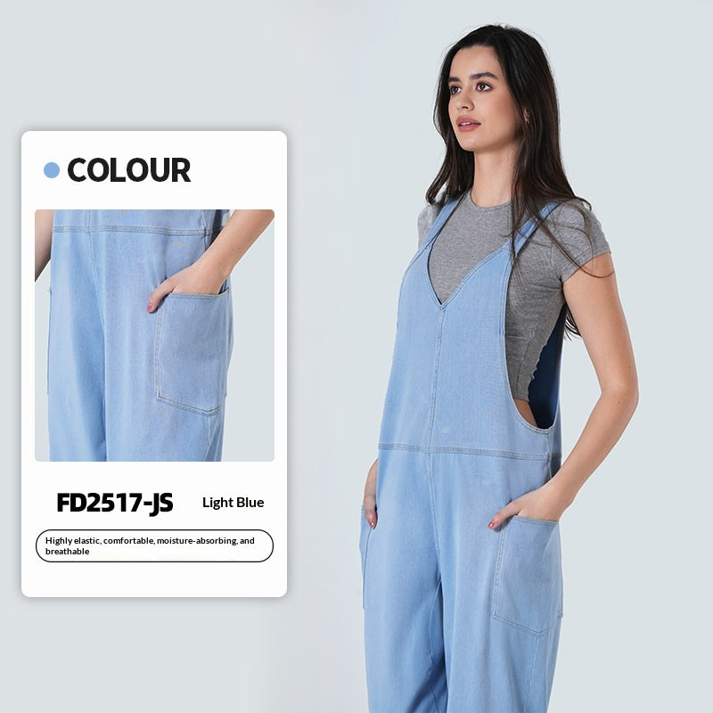 Women's Stretch Knitted Denim Jumpsuit