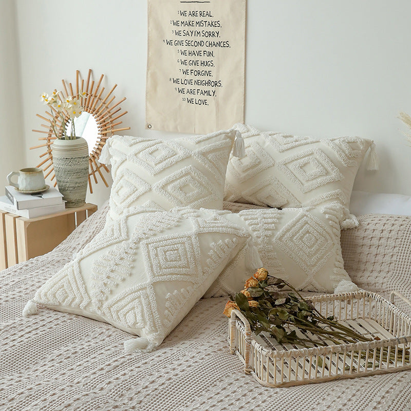 Geometric Patterned Waist Support Pillow Decorative Lumbar Cushion for Sofa Bed Chair Backrest Home Decor