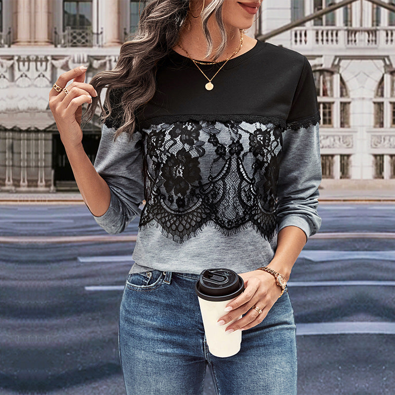 Chic Color-Block Long-Sleeve Sweater for Fall