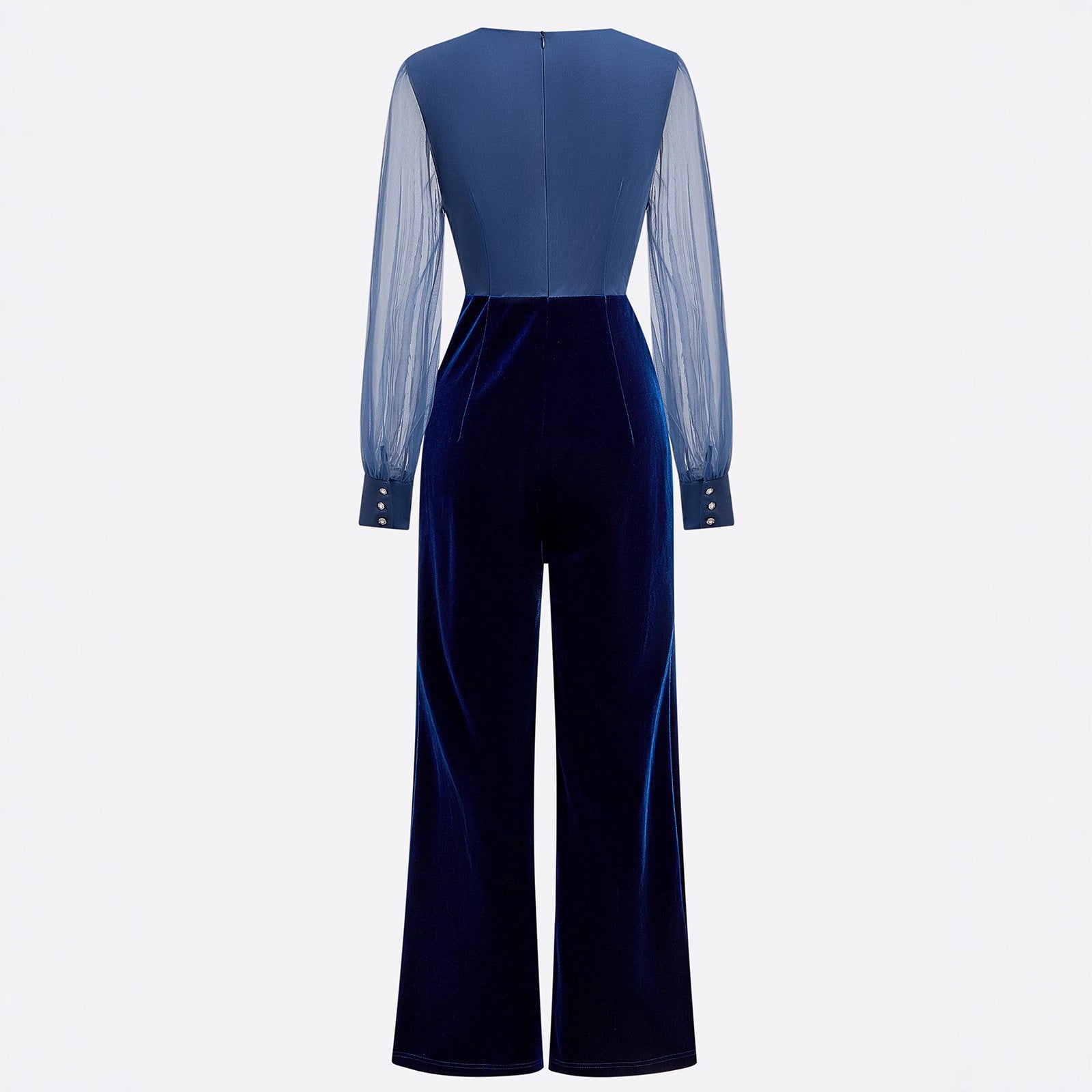 Elegant Velvet V-Neck Long Jumpsuit