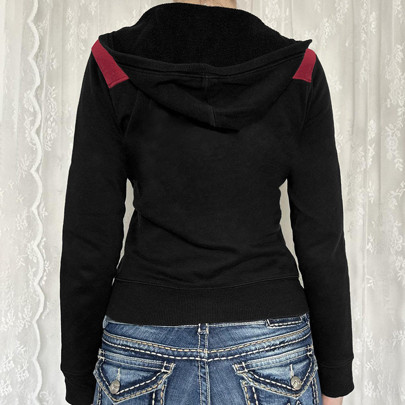 Streetwear Letter Print Slim Fit Sports Jacket