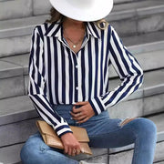 Women's Fashionable All-Match Striped Shirt Top