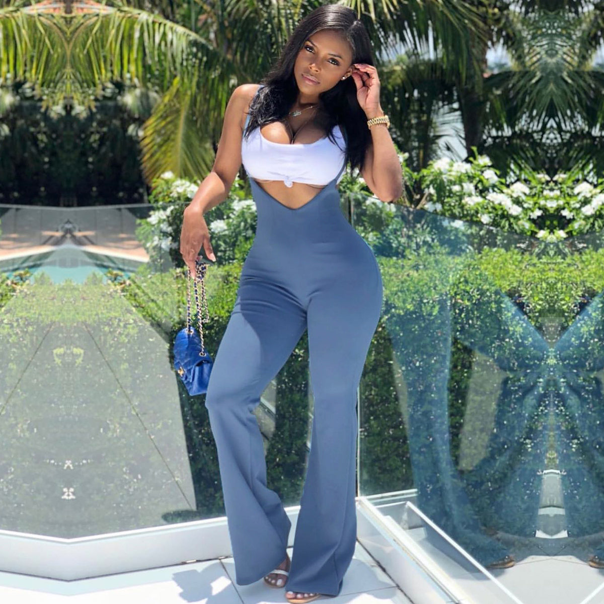 Women's Slim-Fit Casual Suspender Jumpsuit