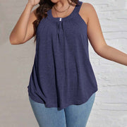 Women's Sleeveless U‑Neck Tee – Loose Japanese/Korean Casual Top