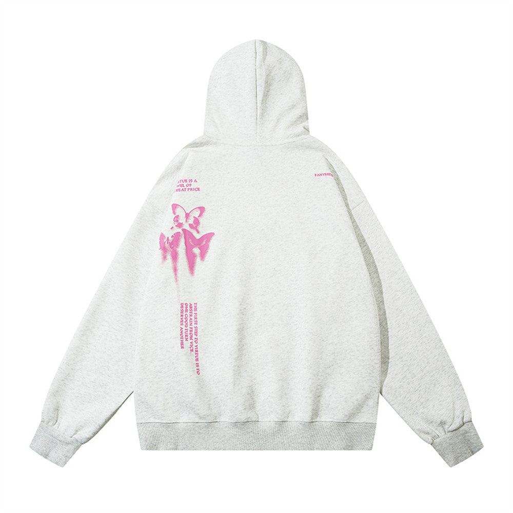 Casual Butterfly Print Loose Hoodie for Men & Women