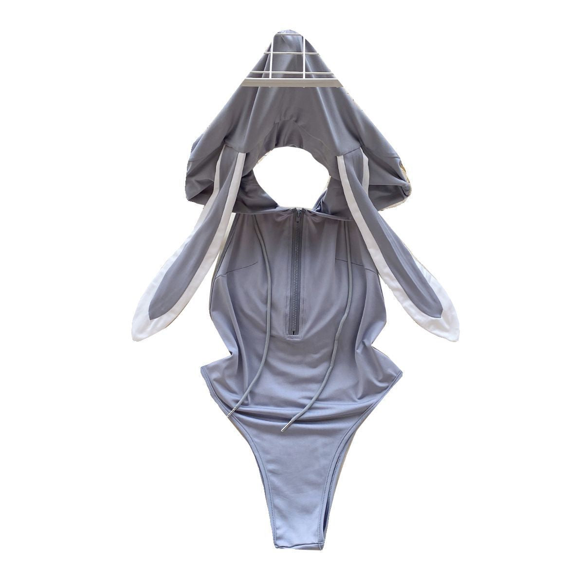 Plus-Size Bunny Ear Hooded Bodysuit Cosplay Romper