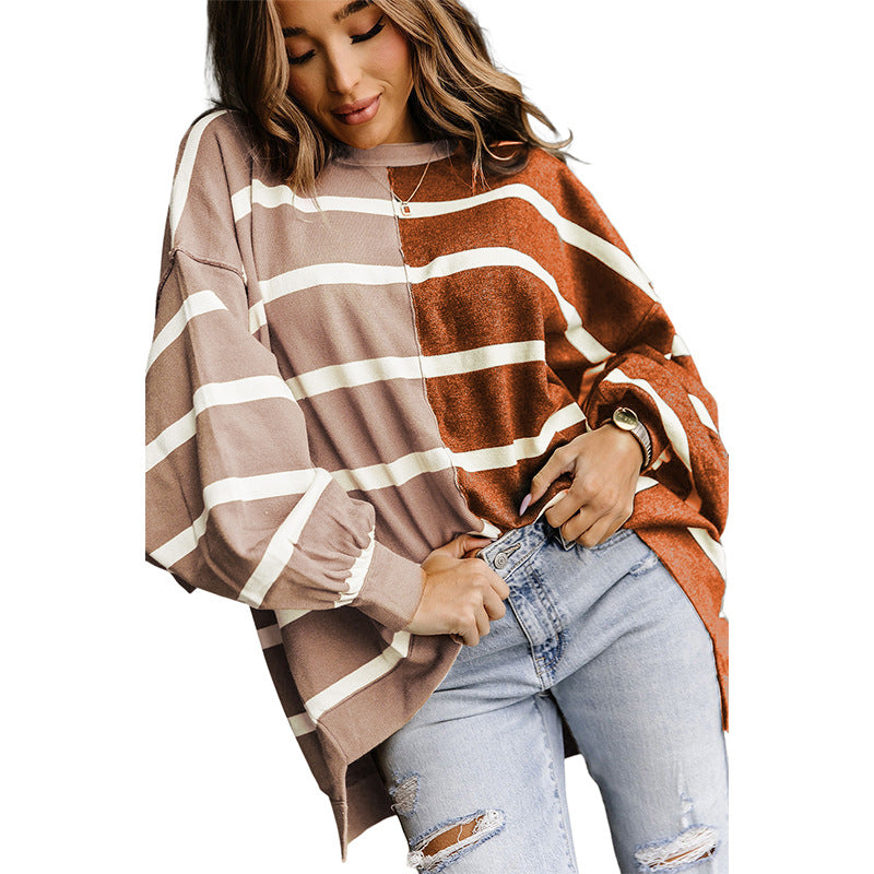 Women's Striped Loose Long-Sleeve Casual Pullover Sweater