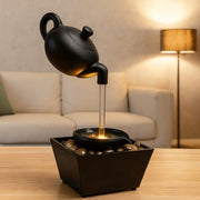 Zen water fountain lamp with soothing LED glow and pebble bed