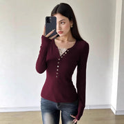 Slim-Fit Lace-Trim White Top – Sexy Long Sleeve Blouse