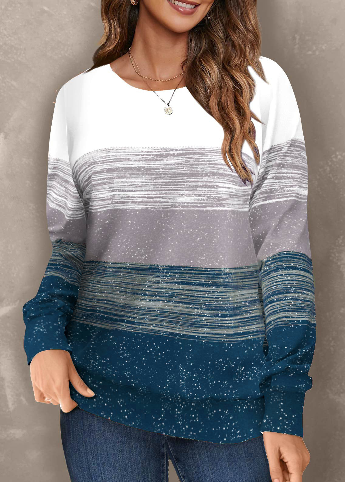 Women's Slim-Fit Striped Long-Sleeve Top