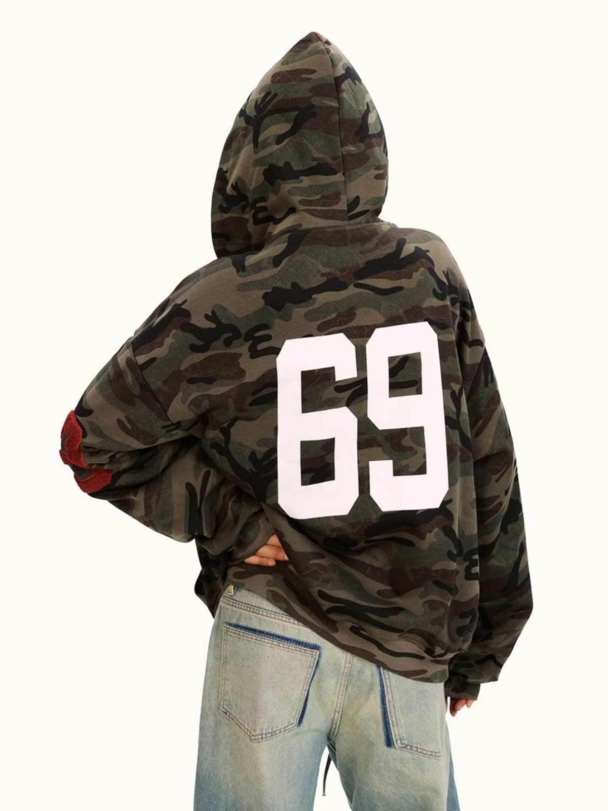 Fleece-Lined Camouflage Zip Hoodie for Women
