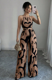 Bold Zebra Print Suspender Jumpsuit for Women