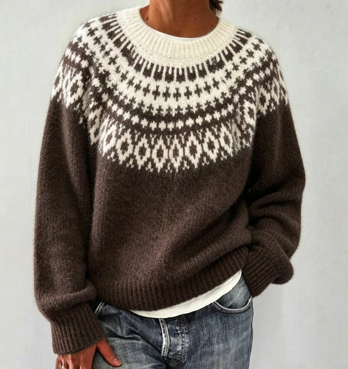 Round Neck Multicolor Loose Fashion Sweater Women