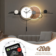 35 X 20.5 Inch Light Up Wall Clock Metal, Silent LED Wall Clocks Battery Operated, Sound Control Glow In The Dark Wall Clocks for Living Room Decor, Lighted Wall Clock for Bedroom Dining Room Kichten Home Decor