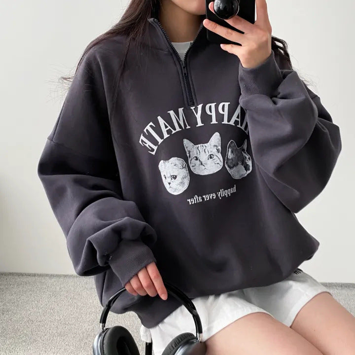Plus Size Korean Style Pullover Hoodie
