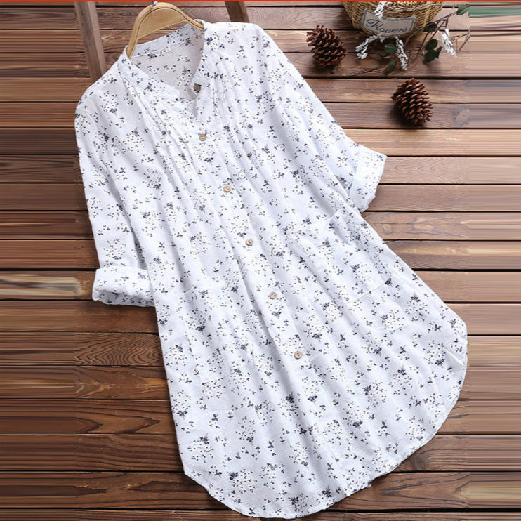 Stand Collar Loose Casual Women's Shirt