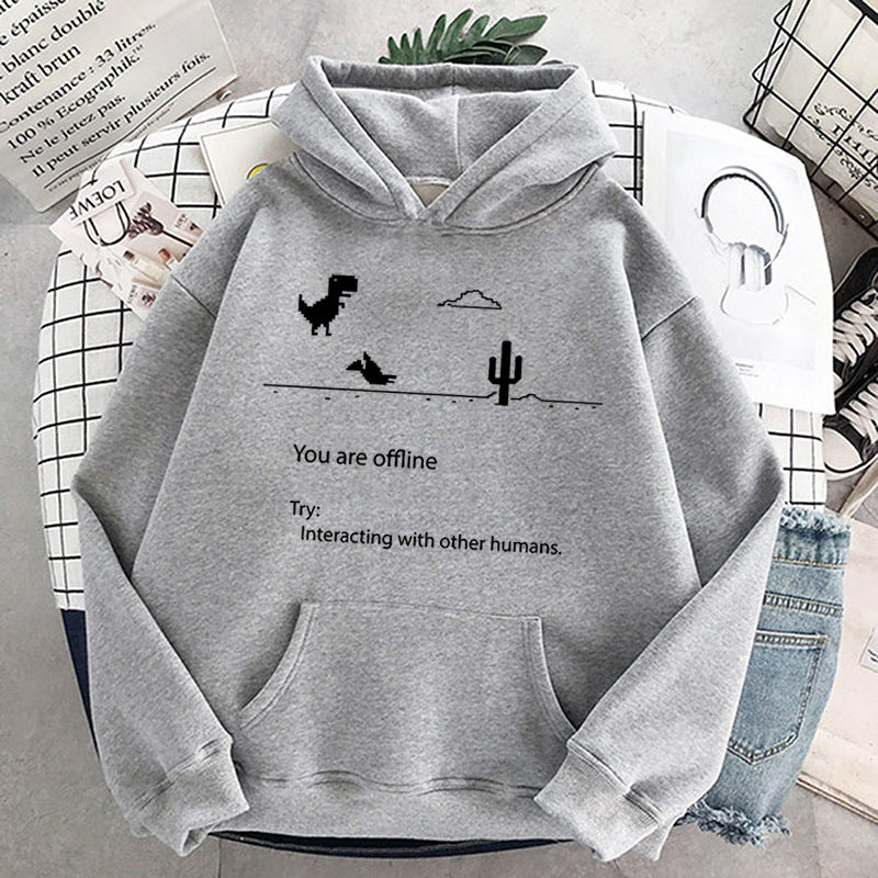 Retro Dinosaur Print Casual Women's Pullover Sweater