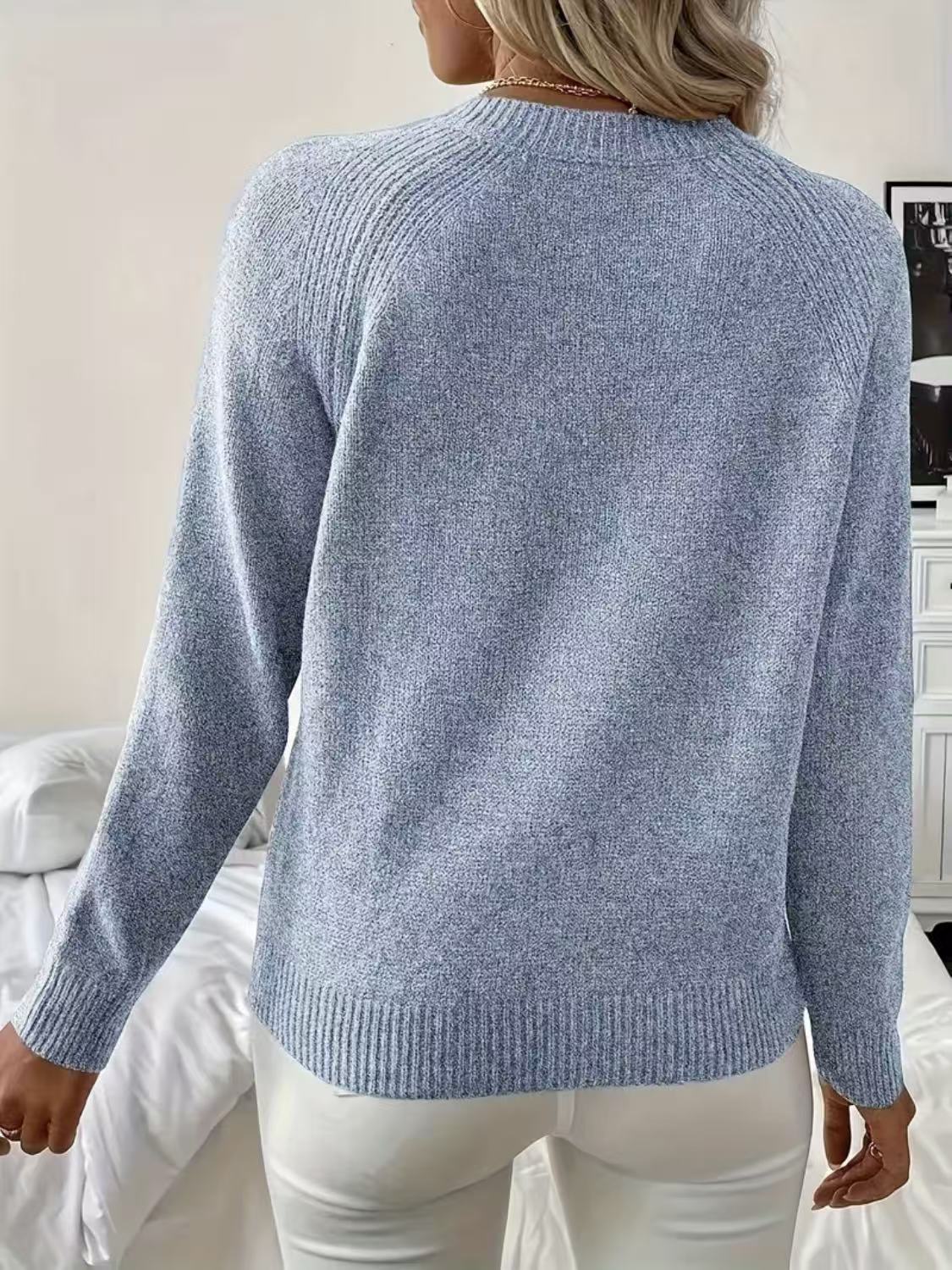Womens Relaxed-fit Crew-neck Knit Sweater