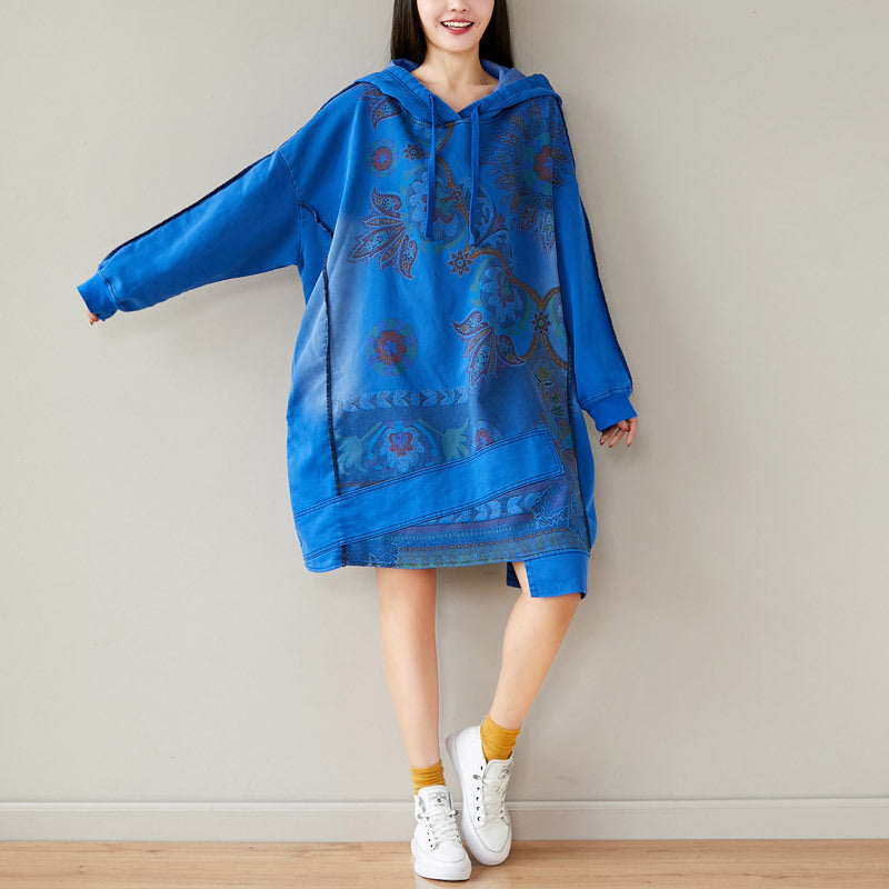 Women's Retro Hooded Batwing Sweater Dress