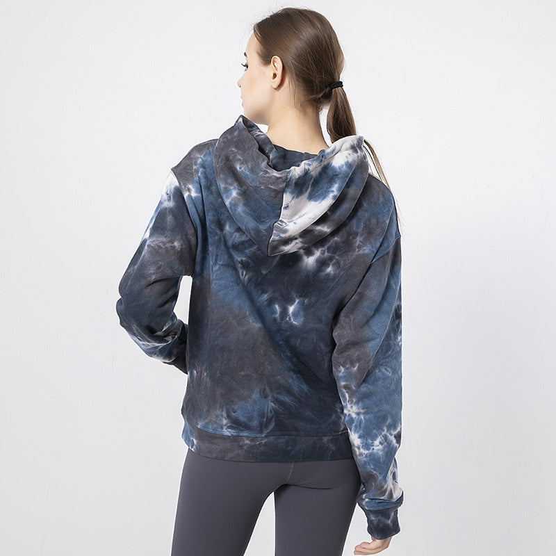 Women's Tie-Dye Cotton Zip Sweater Coat