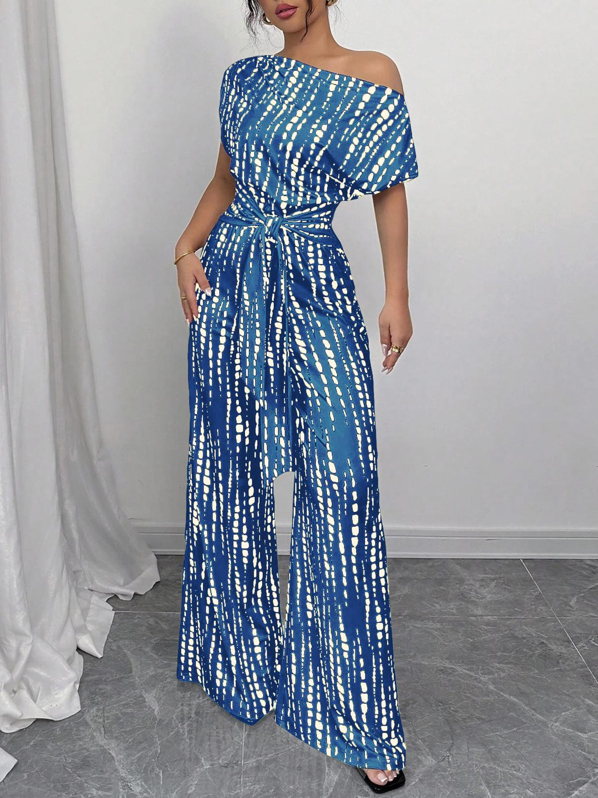 Butterfly-sleeve Jumpsuit With Wide Legs Womens