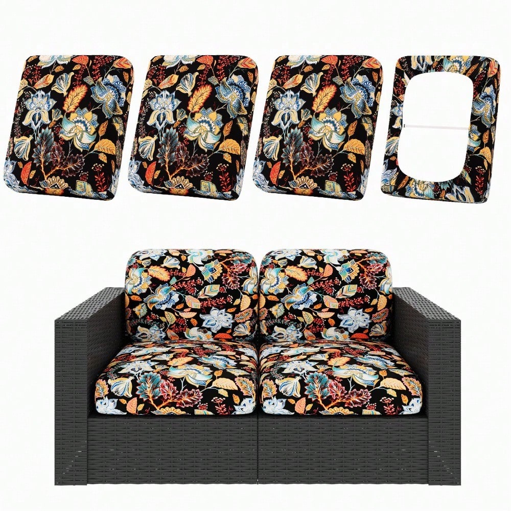 4pcs/ 8pcs/12pcs Patio Cushion Covers, Stretch Outdoor Couch Cushion Covers Replacement, Washable Outdoor Chair/Sofa Slipcovers for Patio Furniture Cushion Protector with Elastic Bottom (Paisley, Cover solely)