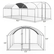 Large Metal Chicken Coop Upgrade with Tri-Support Wire Mesh Run and UV-Blocking Cover