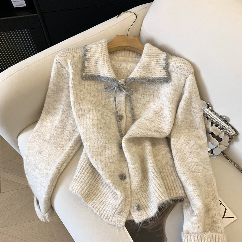 Color-block Knitted Cardigan Sweater Coat for Women