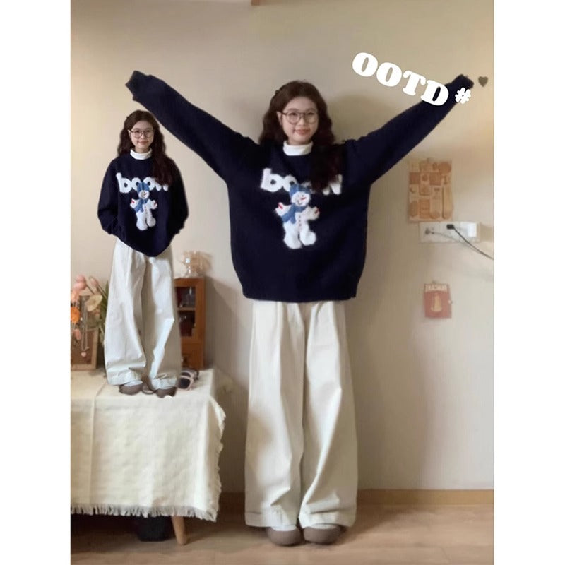 Laid-back Style Knit Base Sweater for Women