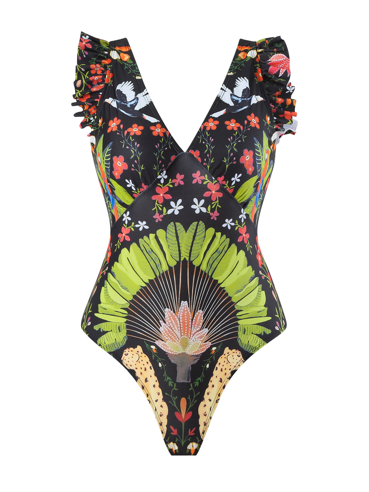 Printed Swimsuit Covering Belly Thin Flying Yarn Skirt