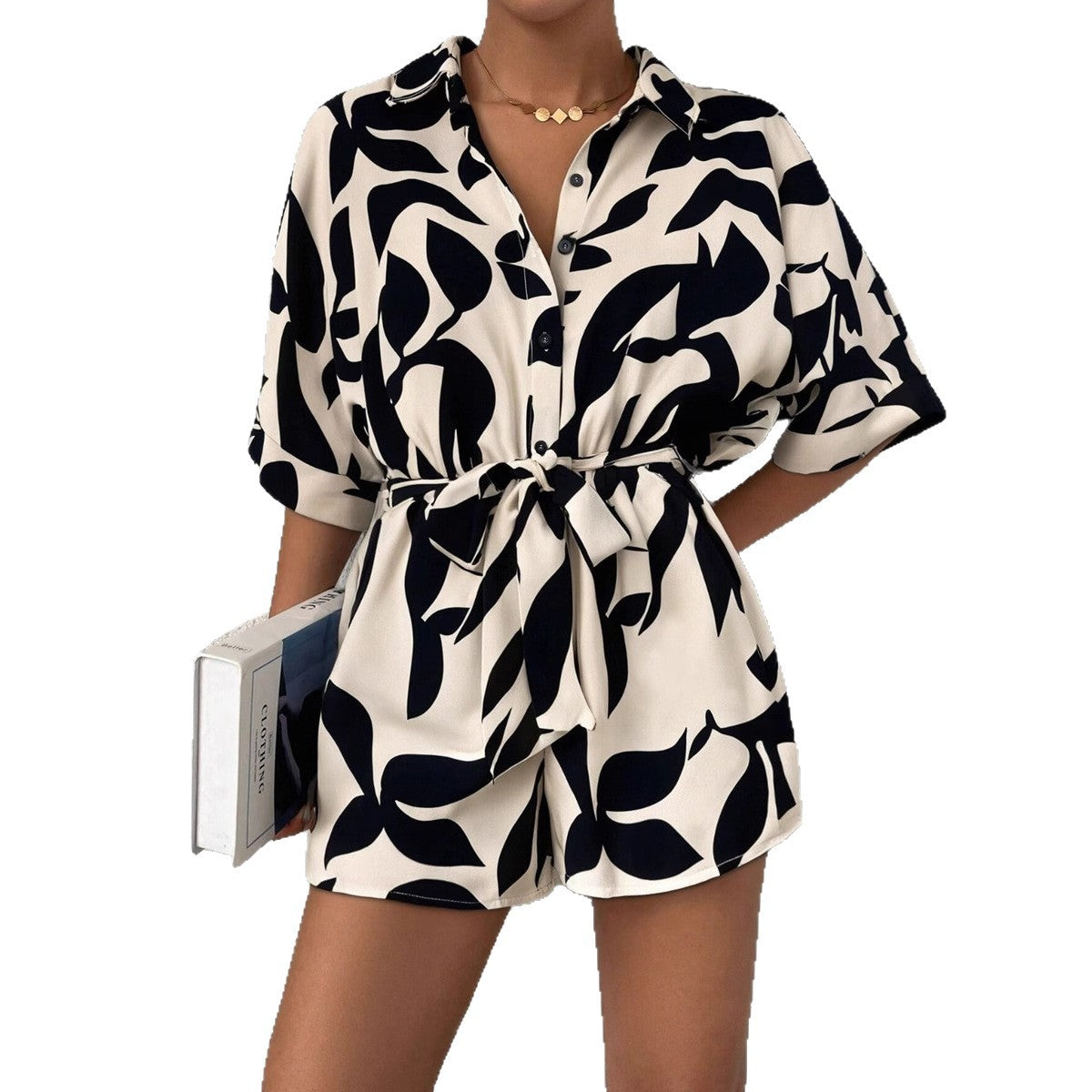 Satin High-Waist Lace-Up Women's Jumpsuit