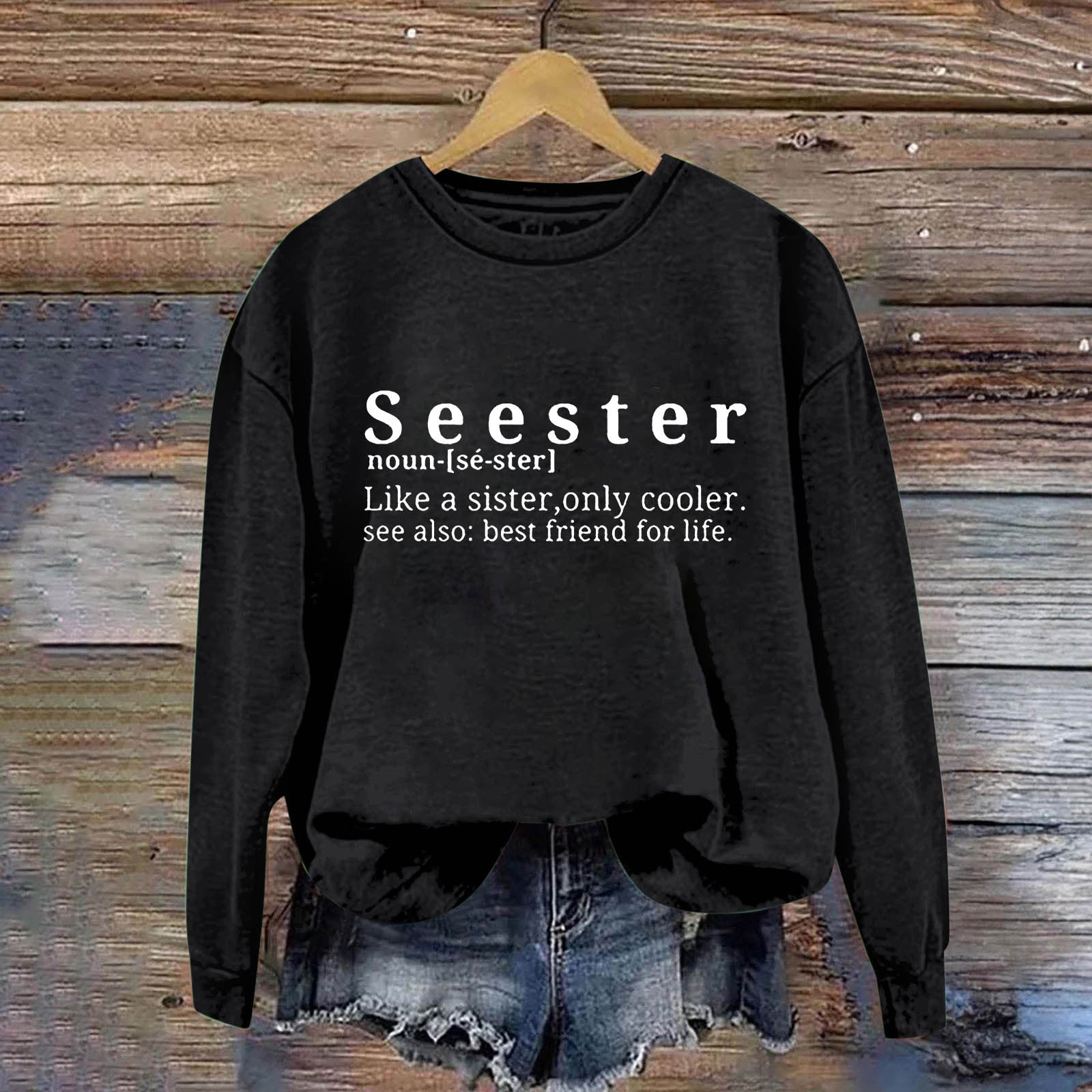 Chic Letter Print Round Neck Women's Casual Sweatshirt