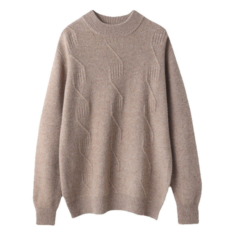 Autumn and Winter Men's Half Turtleneck Thick Sweater Loose Long Sleeve Warm