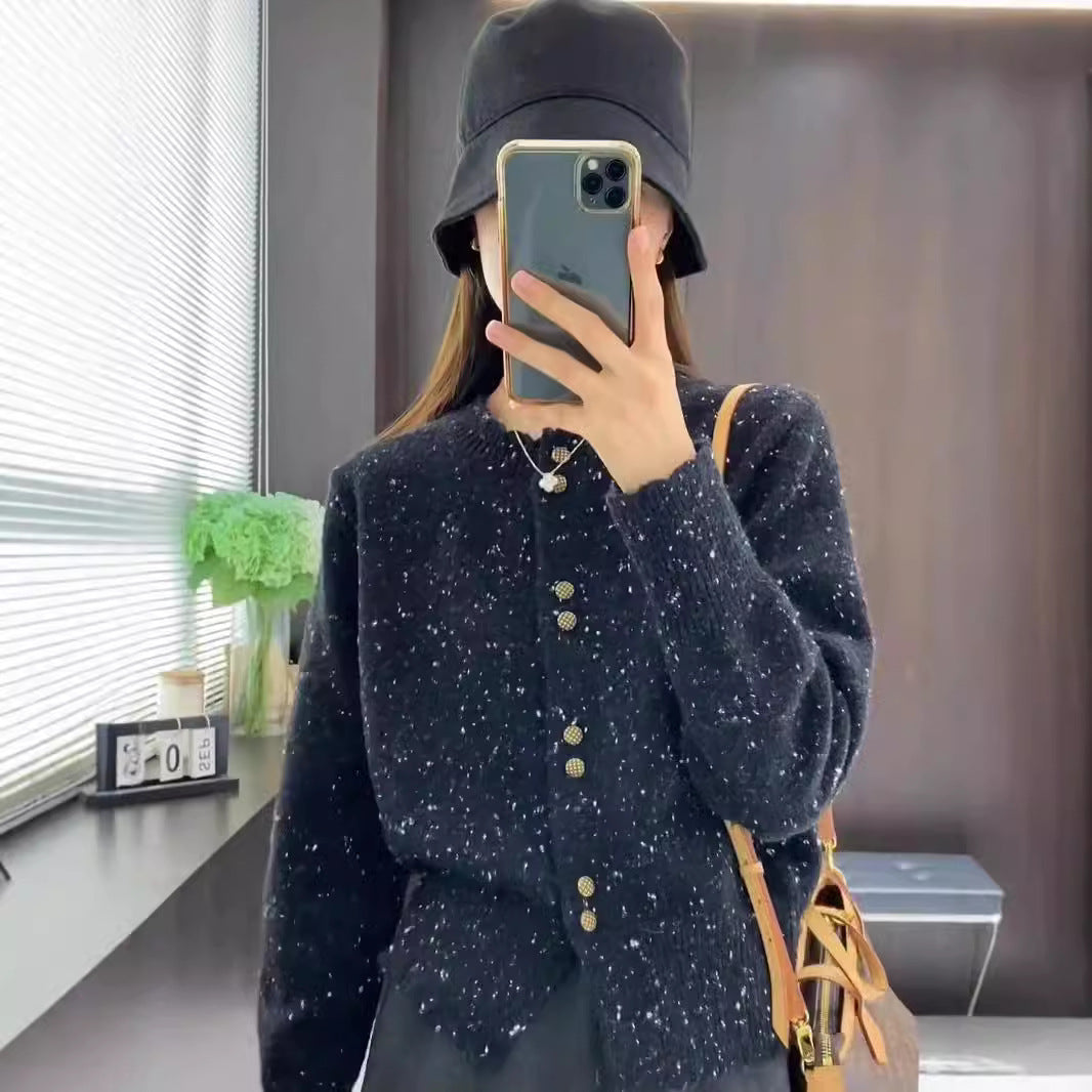 Women's Fashion Sweet Fashionable Round Neck Knitted Cardigan Jacket