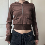 Suede Hooded Zip-Up Jacket