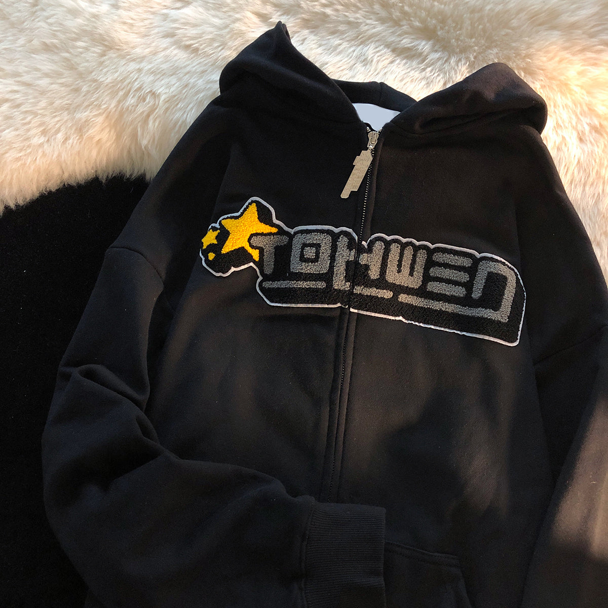 Cozy Letter Embroidered Zip-Up Hoodie & Sweatpants Set