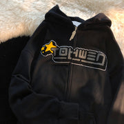 Cozy Letter Embroidered Zip-Up Hoodie & Sweatpants Set