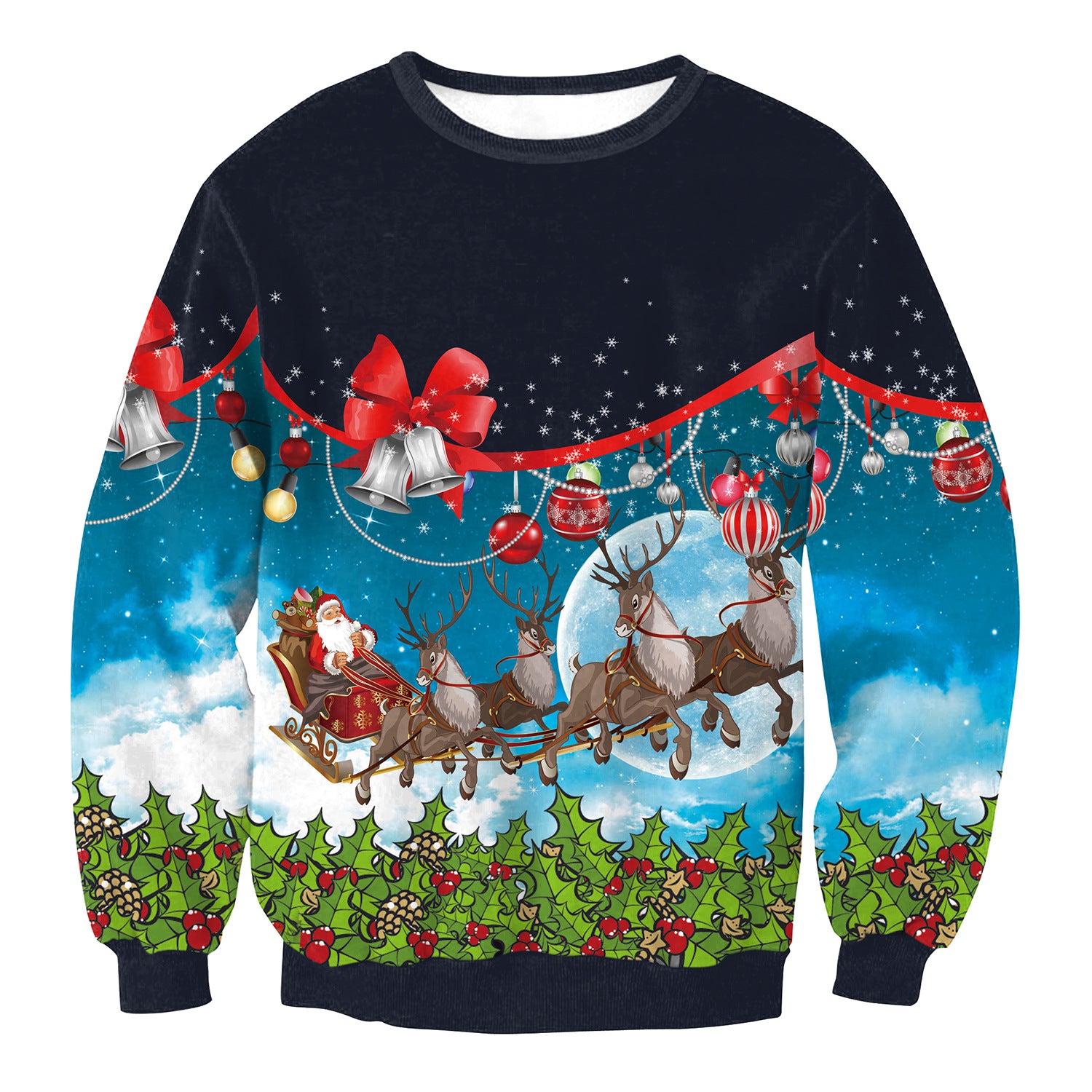 Festive Santa Elk Christmas Sweatshirt for Women