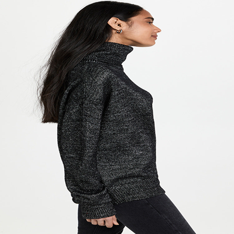 Solid Color Two Lapel Off-shoulder Sexy Women's Sweater