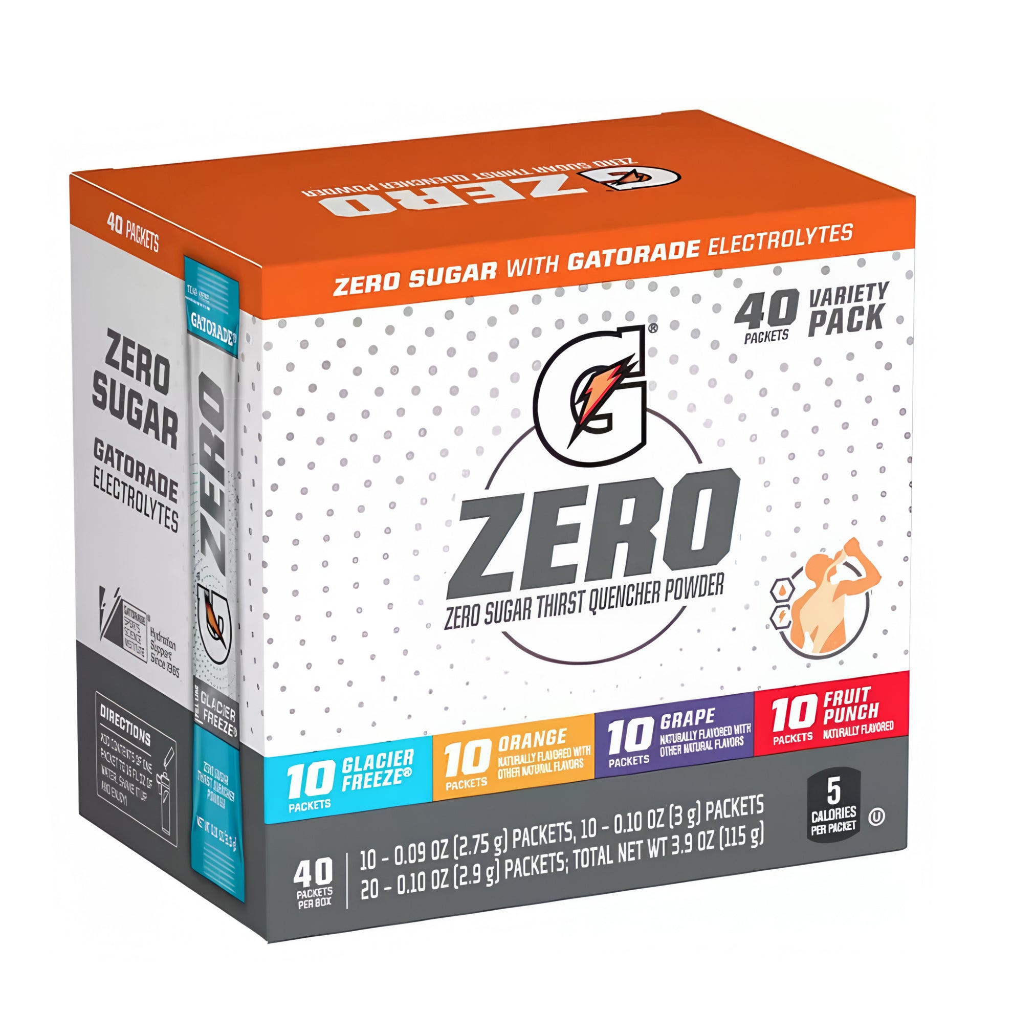 Gatorade G-Zero Sports Drink Variety Pack, 40 Bottles Total