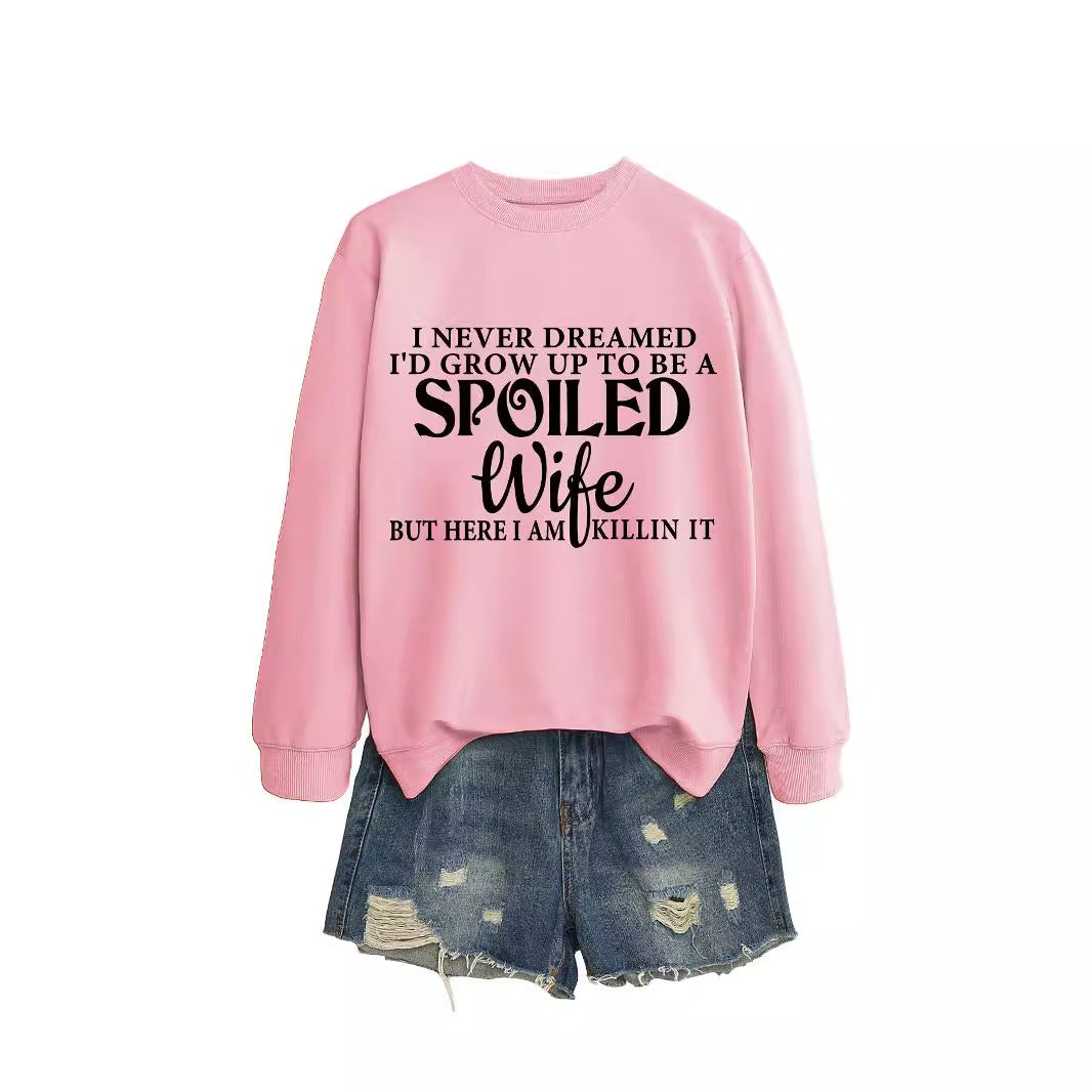 Women's Letter Print Crew Neck Casual Sweatshirt