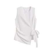 Women's Lace-up Sleeveless Shirt Irregular Cinched Top