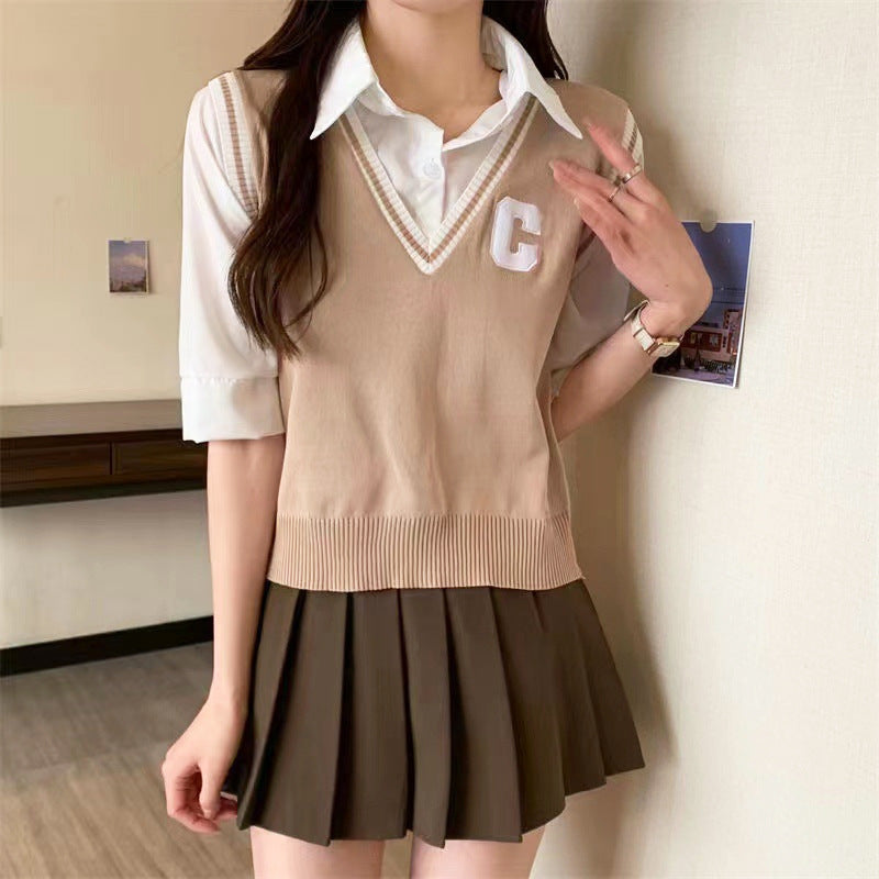 Women's Niche Design Short-sleeved Knitted Top