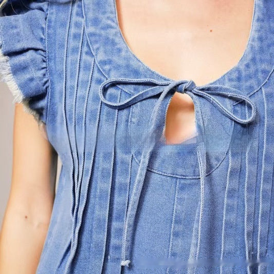 Casual Pleated Suspender Shorts Romper