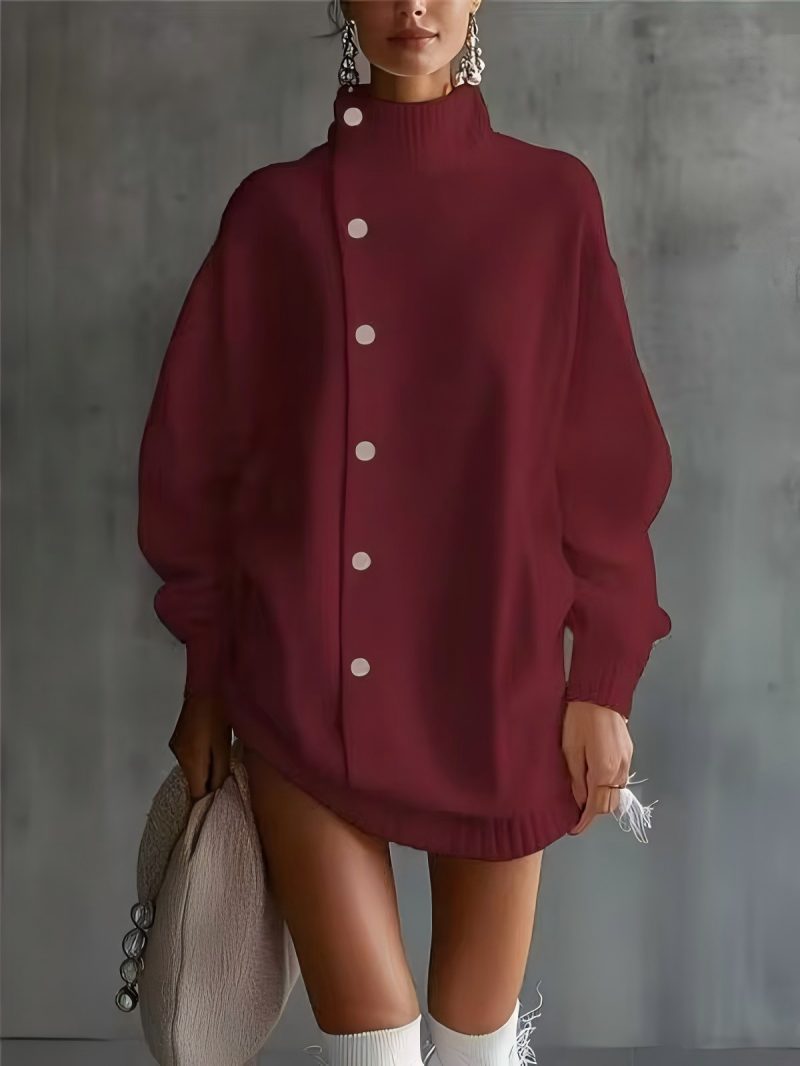 Womens Turtleneck Sweater Cardigan Knitted Outerwear for Fallwinter