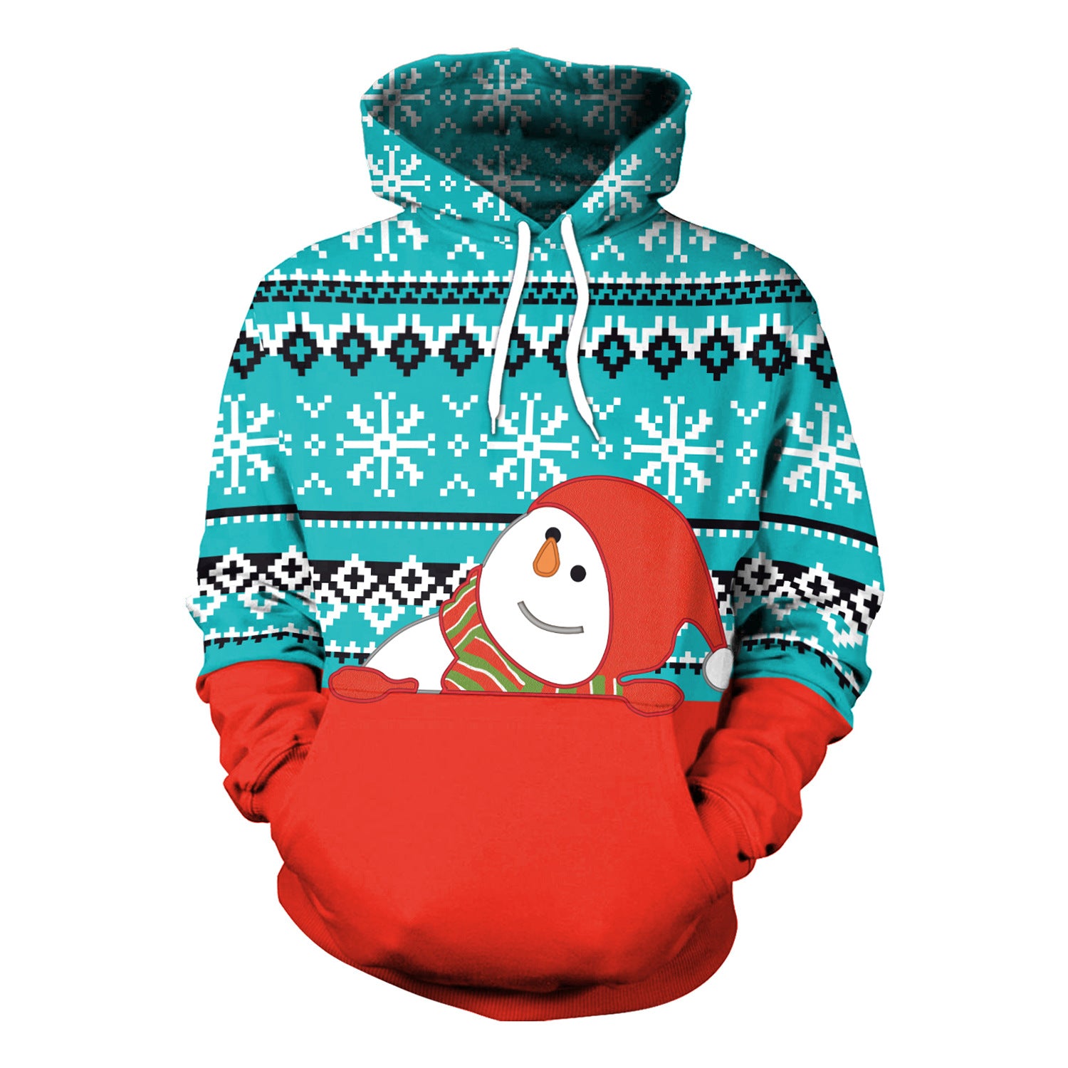 Women's Festive Christmas Hooded Digital Print Loose Sweatshirt