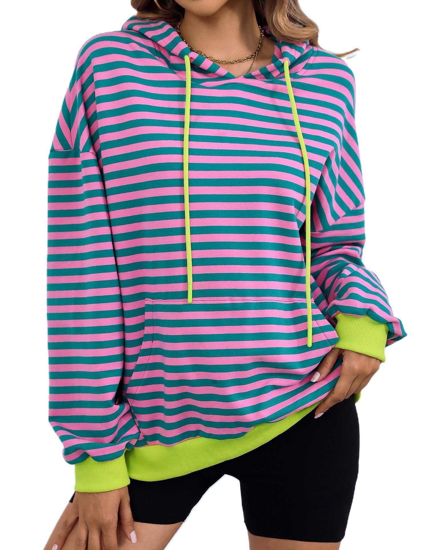 Women's Casual Striped Oversized Hoodie